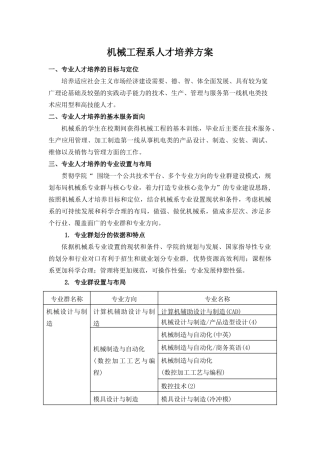 机械工程系人才培养方案