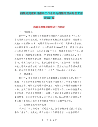 档案局实施项目推进工作总结与档案局宣传思想工作总结汇编
