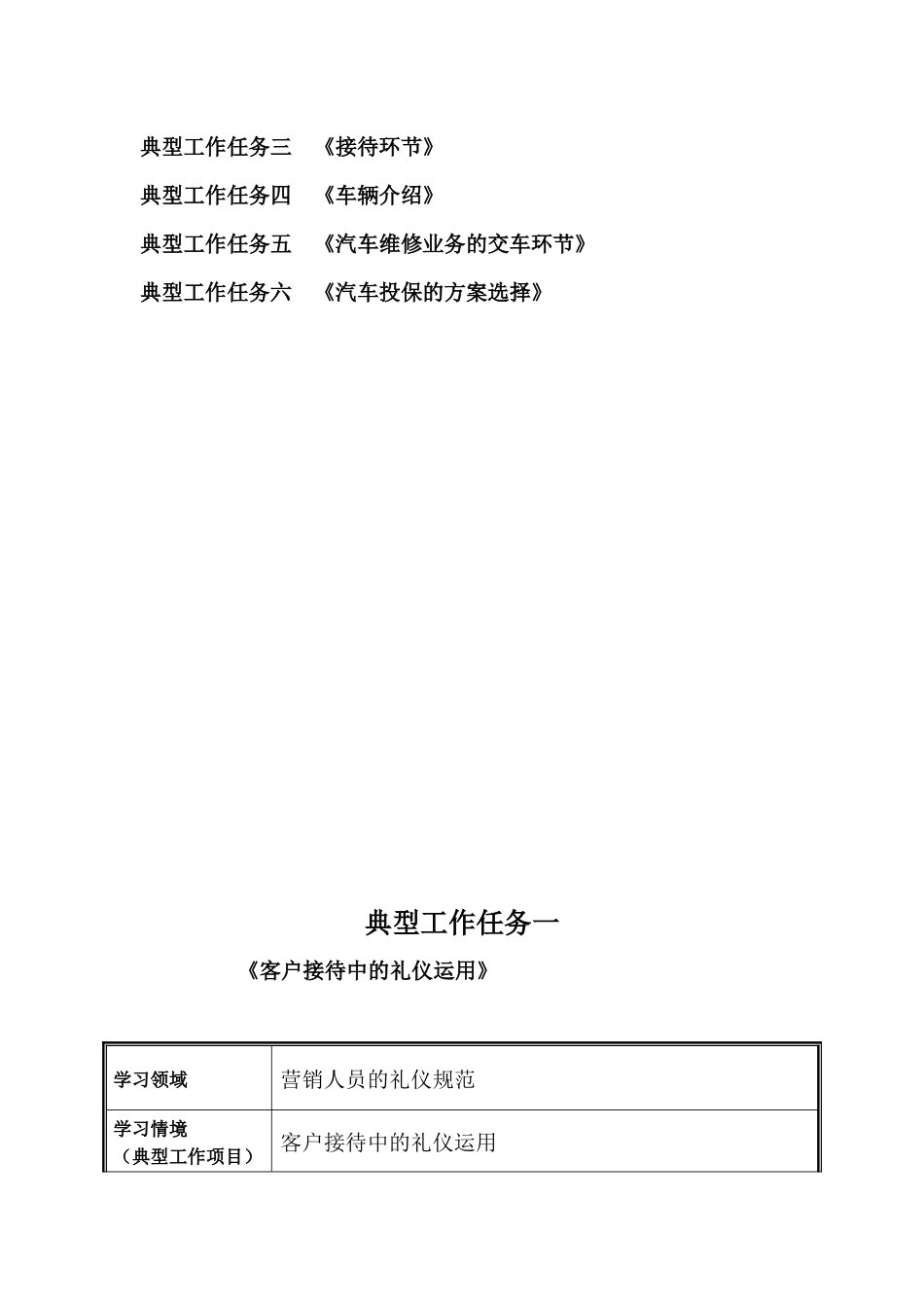 汽车营销与保险实训指导书_第2页