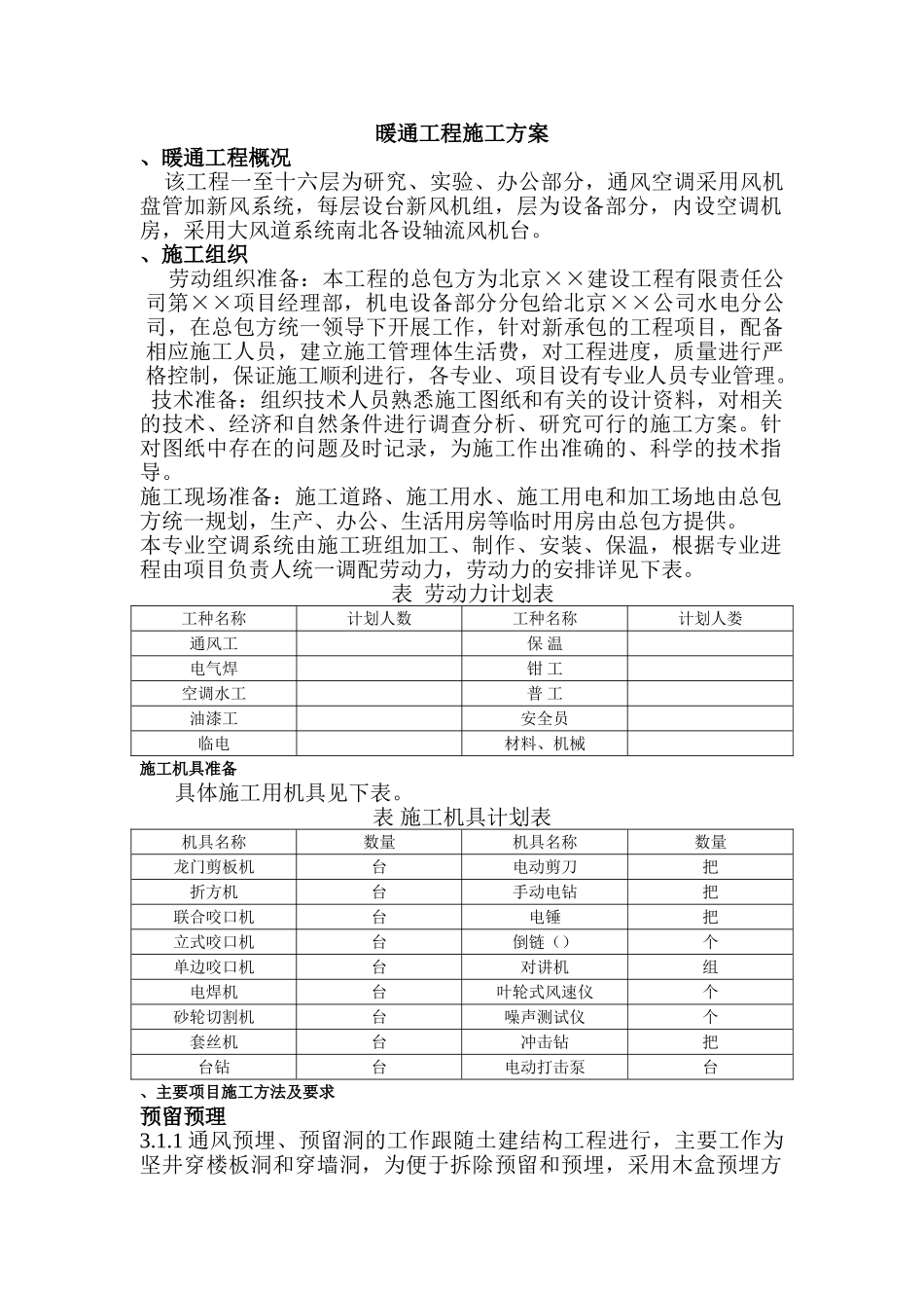 办公楼暖通工程施工组织设计方案(DOC10页)_第1页