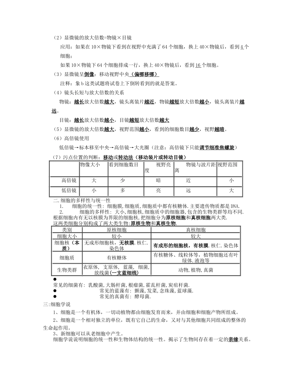 生物必修一知识梳理_第2页
