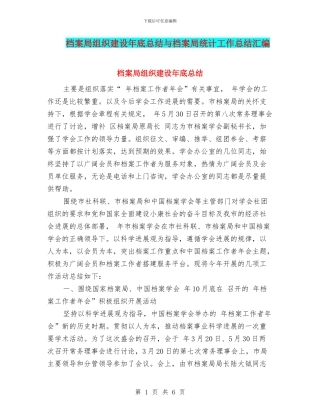 档案局组织建设年底总结与档案局统计工作总结汇编