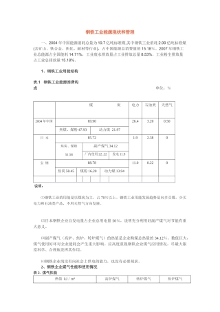 钢铁工业能源现状和管理