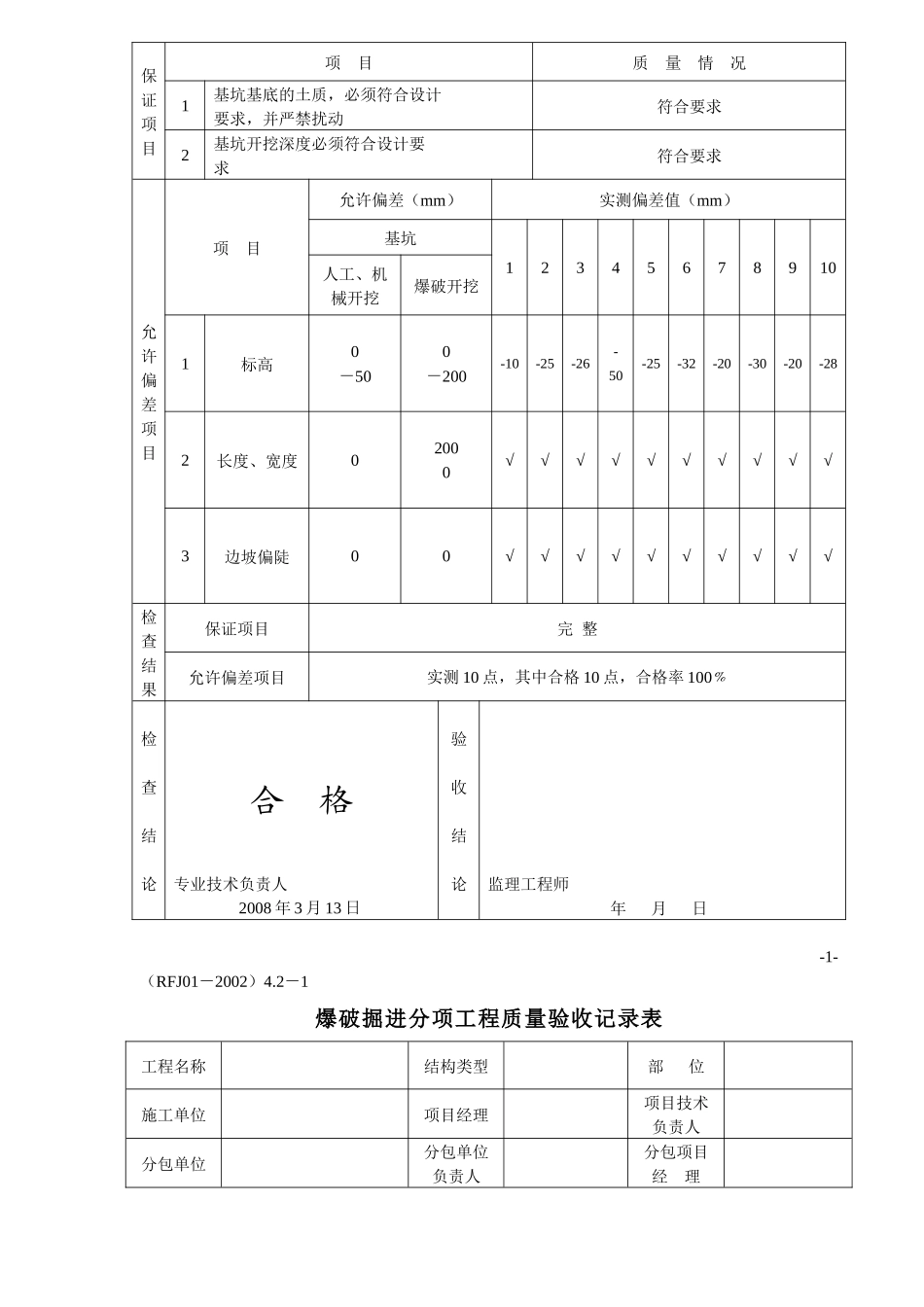 人民防空工程施工检验批表格样本_第2页