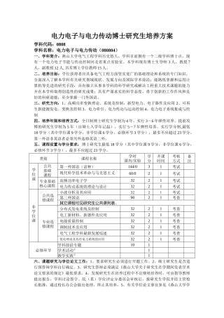 电力电子与电力传动博士研究生培养方案