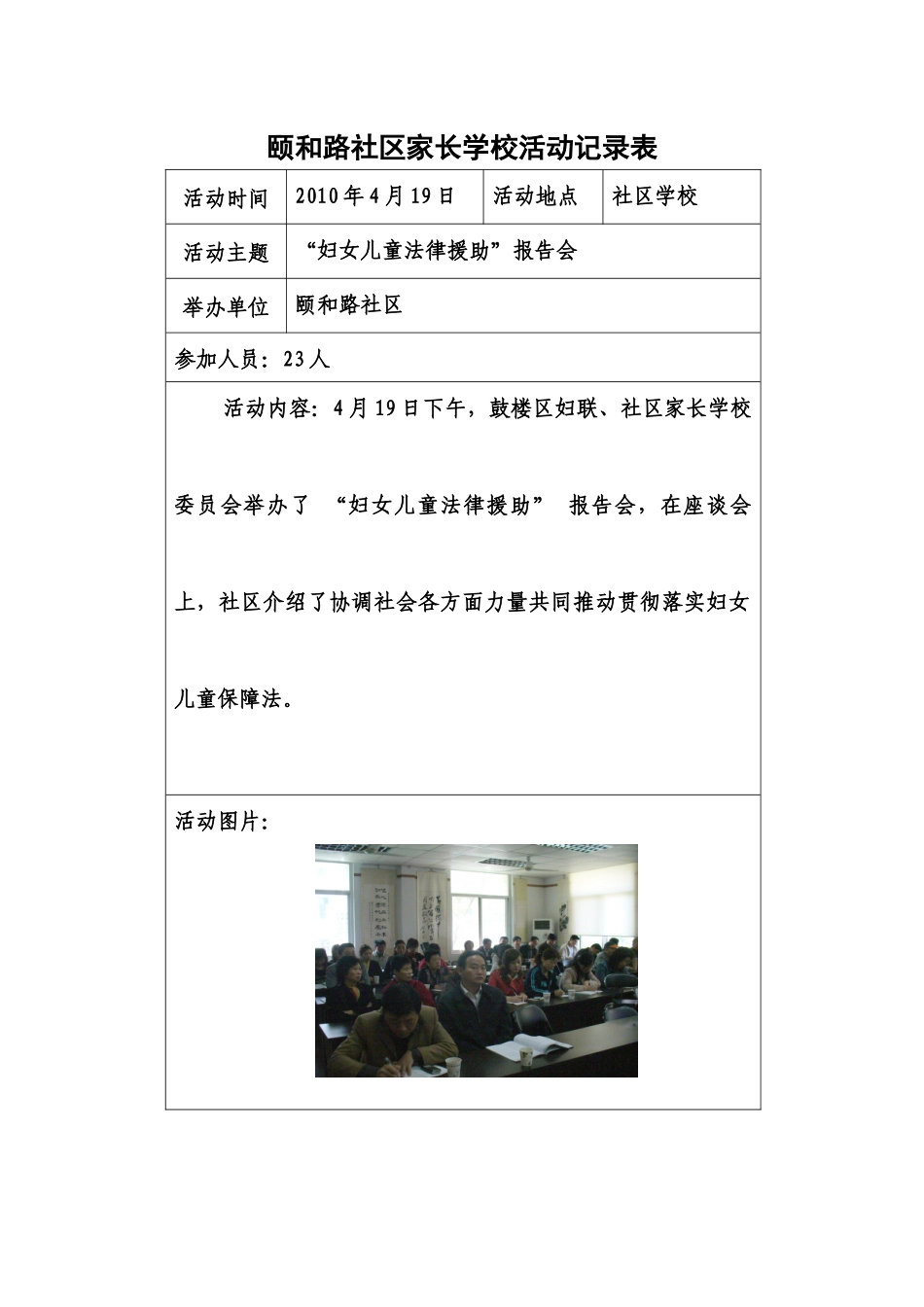 XXXX年颐和路社区家长学校活动记录_第2页