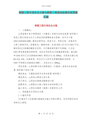 桥梁工程专项安全方案与桥梁工程高处坠落应急预案汇编