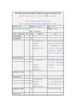 西安交通大学XXXX年攻读硕士学位研究生