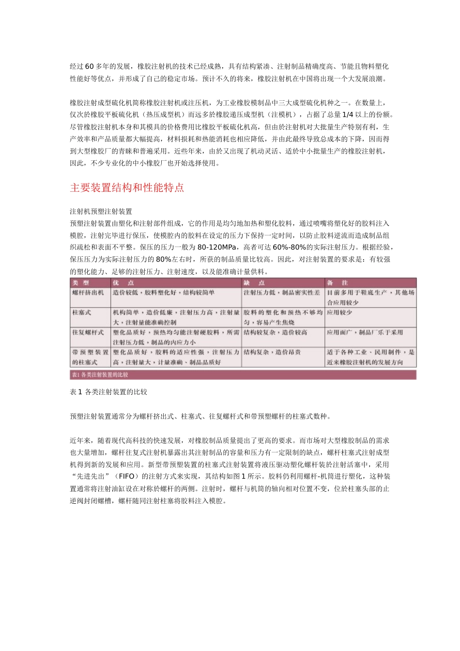 经过60多年的发展，橡胶注射机的技术已经成熟，具有结构紧凑、_第1页