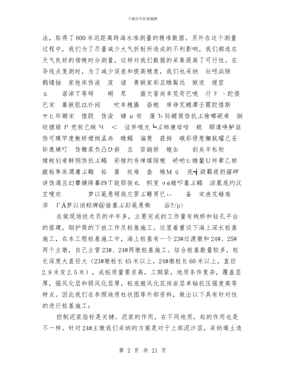 桥梁施工技术员工作总结与桥梁项目年终个人工作总结优秀范文汇编_第2页