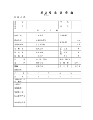 （好）中高档楼盘调研表