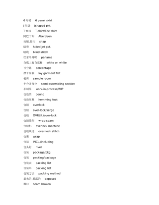 服装英语术语