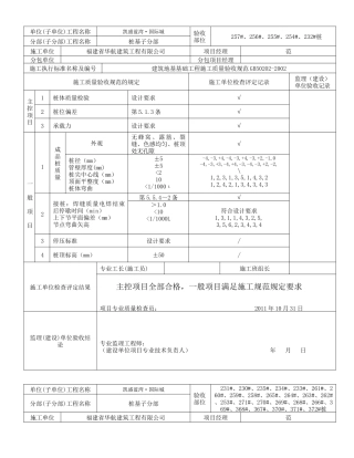 预应力管桩工程检验批质量验收记录