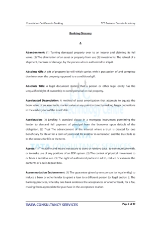 银行金融专用术语英英解释词汇表_V30