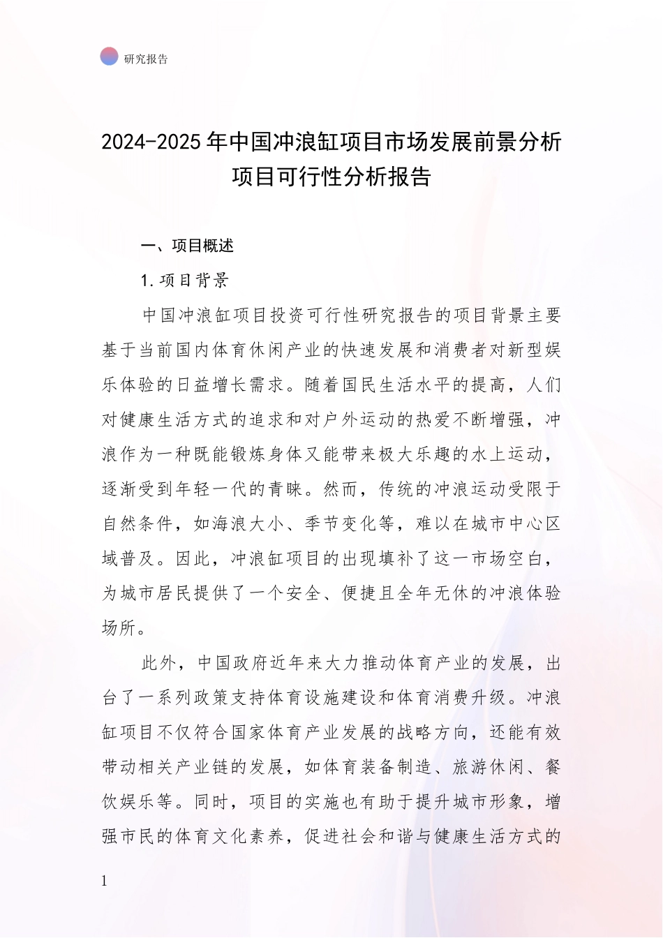 2024-2025年中国冲浪缸项目市场发展前景分析项目可行性分析报告_第1页