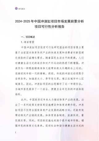 2024-2025年中国冲浪缸项目市场发展前景分析项目可行性分析报告