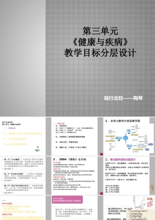 基于单元教学设计的目标分层设置（健康与疾病）