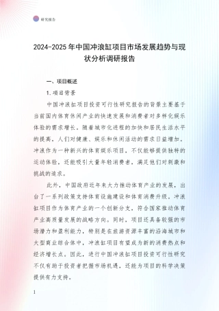 2024-2025年中国冲浪缸项目市场发展趋势与现状分析调研报告