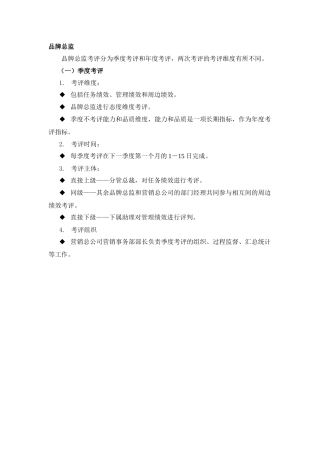 某集团公司品牌总监考评表格汇总