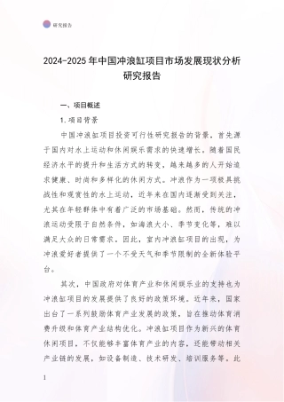 2024-2025年中国冲浪缸项目市场发展现状分析研究报告