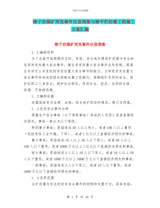 梯子岩煤矿突发事件应急预案与梯平栏防腐工程施工方案汇编