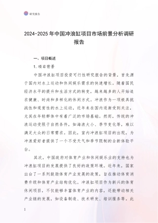 2024-2025年中国冲浪缸项目市场前景分析调研报告