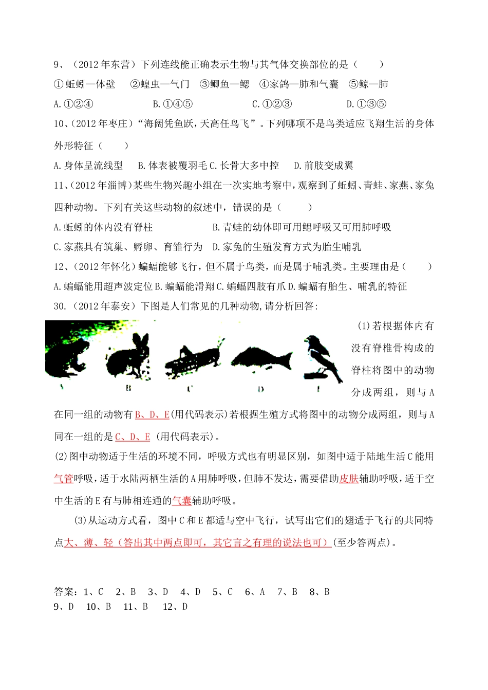 生物中考备战2013各种环境中的动物_第2页