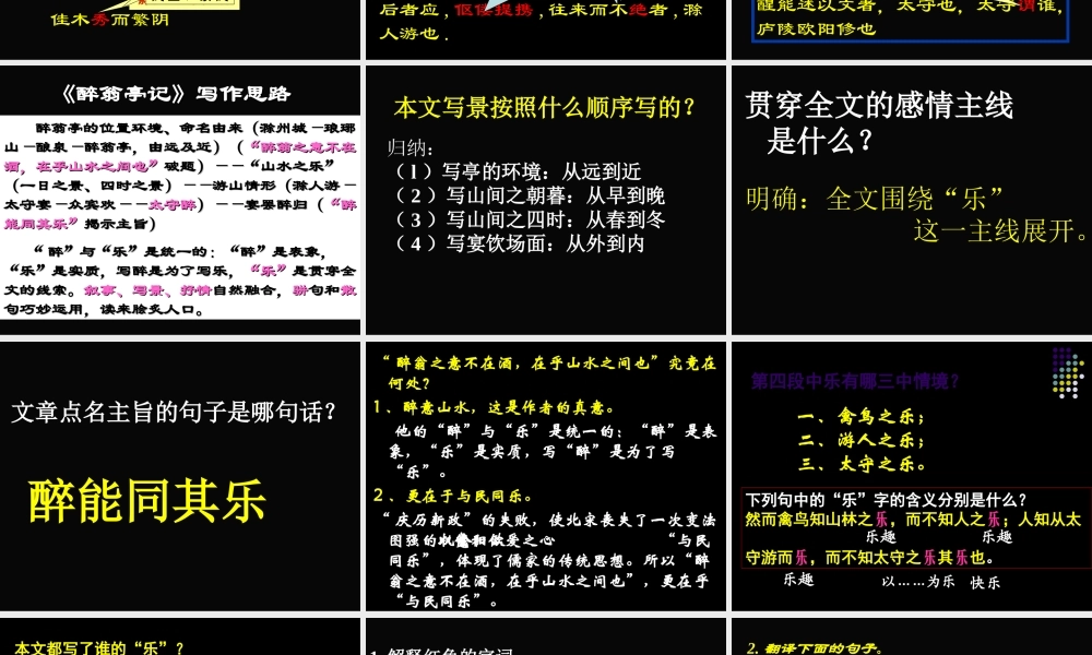 中考《醉翁亭记》复习课件