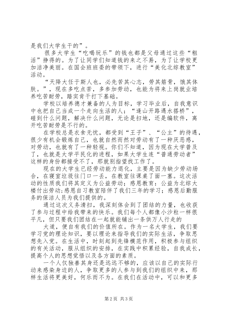 清洁工作心得体会_第2页