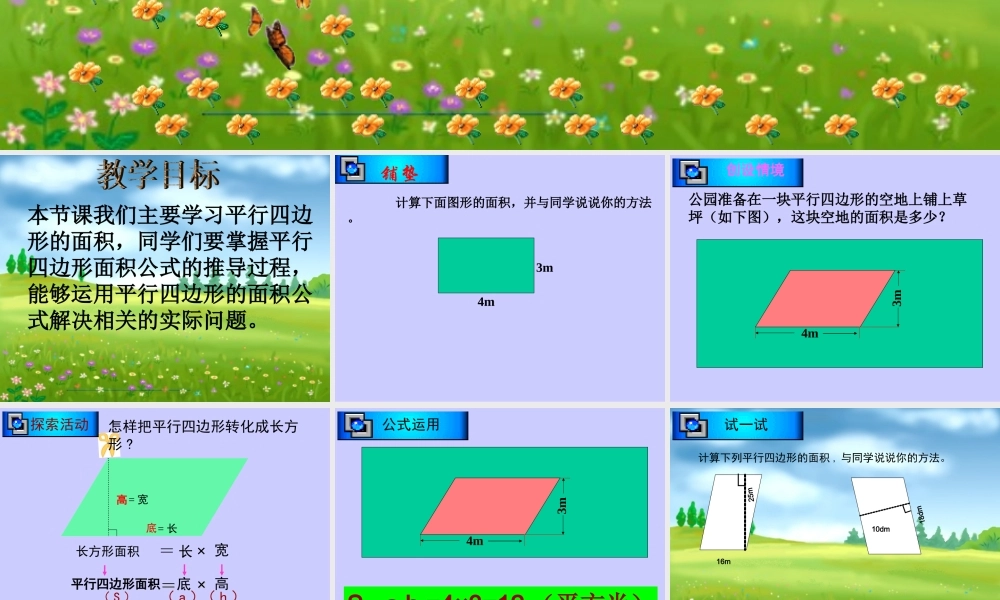 五上平行四边形的面积