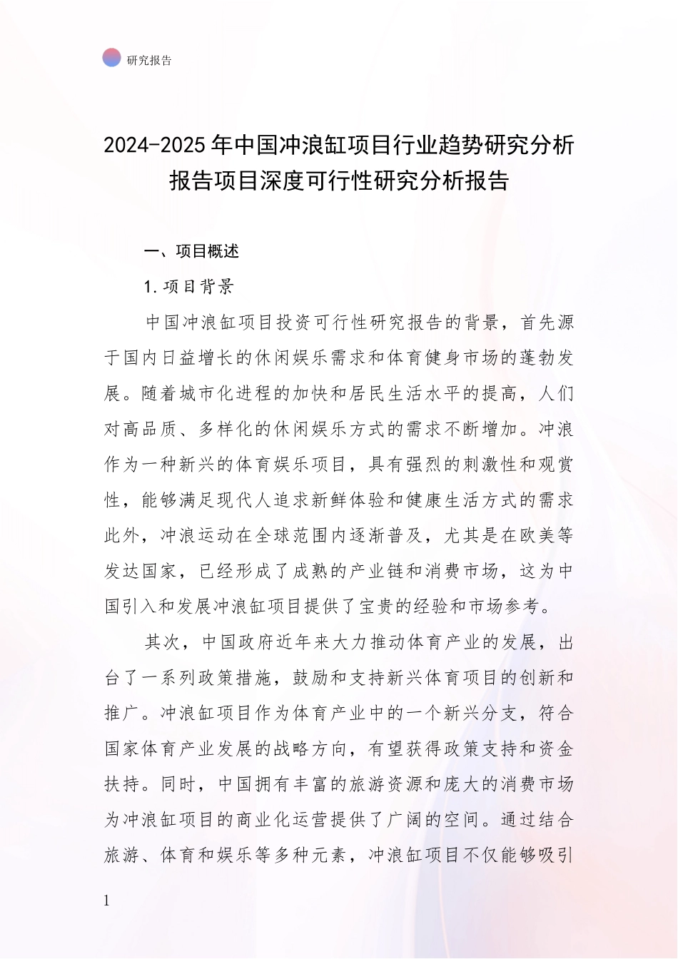 2024-2025年中国冲浪缸项目行业趋势研究分析报告项目深度可行性研究分析报告_第1页