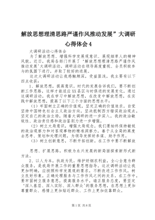 解放思想理清思路严谨作风推动发展”大调研心得体会4