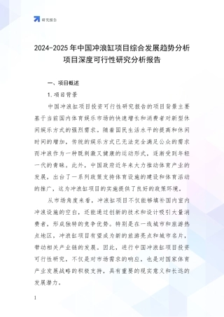 2024-2025年中国冲浪缸项目综合发展趋势分析项目深度可行性研究分析报告