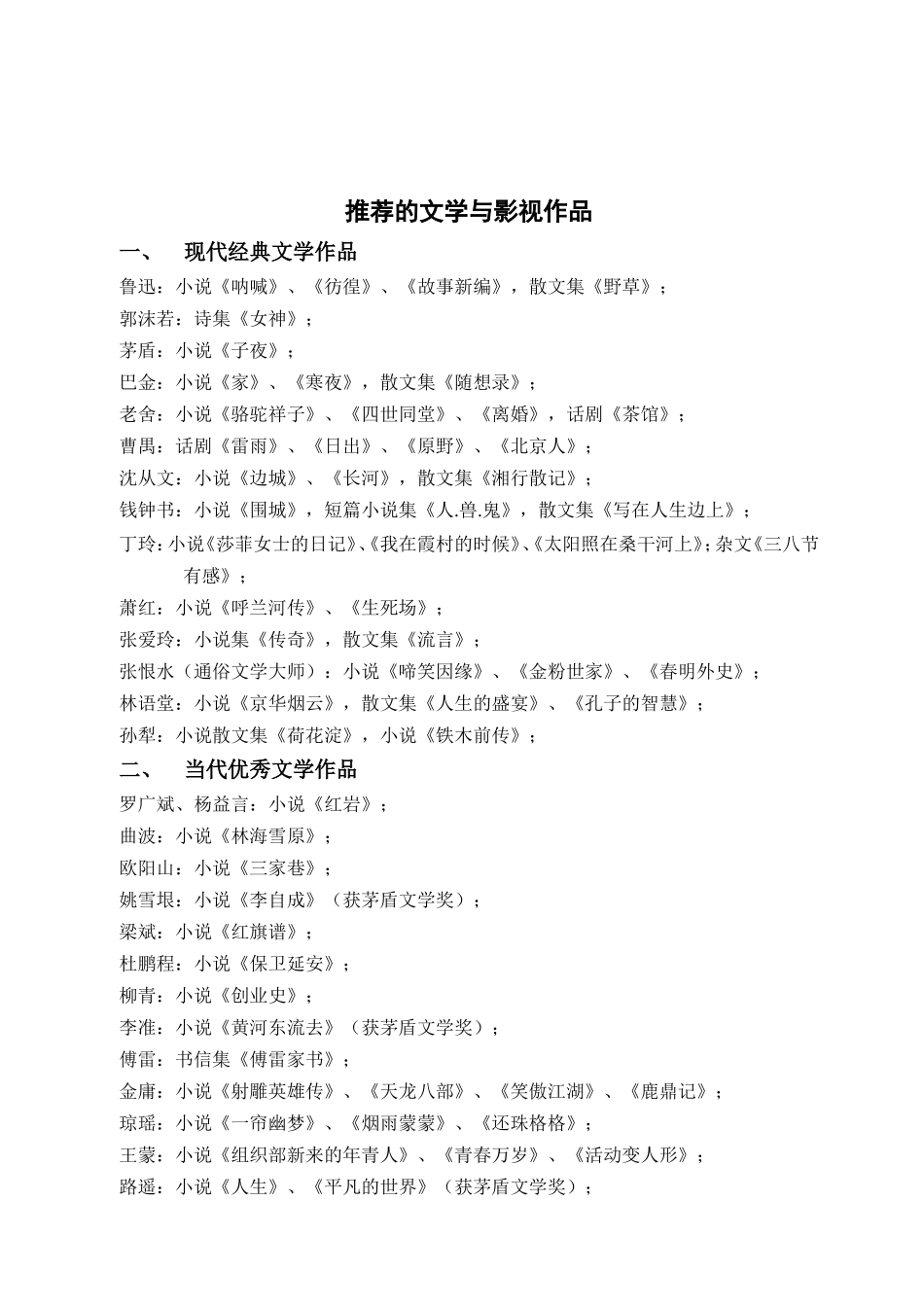 推荐的经典文学与影视作品_第1页