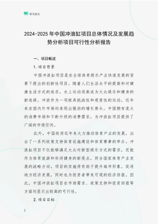 2024-2025年中国冲浪缸项目总体情况及发展趋势分析项目可行性分析报告