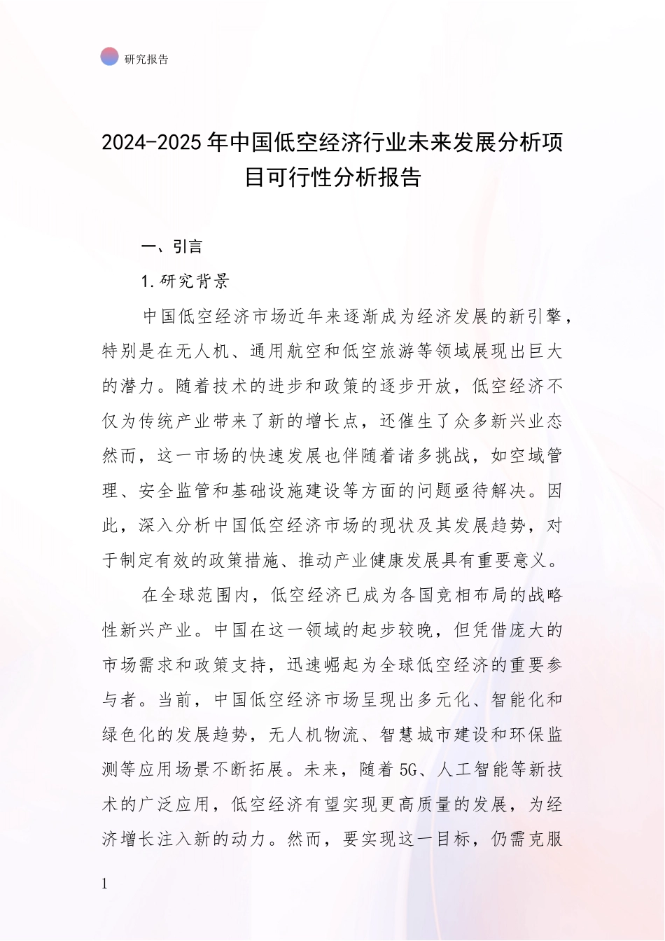 2024-2025年中国低空经济行业未来发展分析项目可行性分析报告_第1页