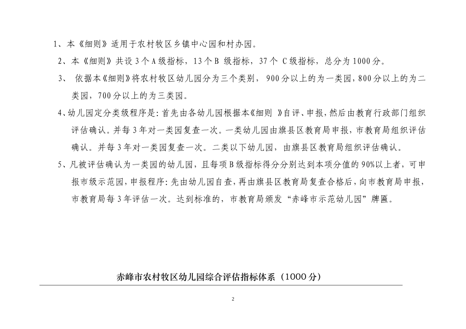 农村牧区幼儿园常规管理评估指标体系_第2页