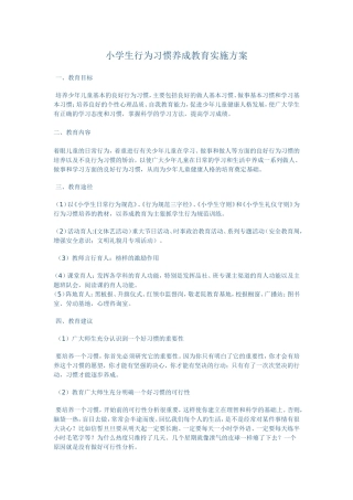 行为习惯实施方案