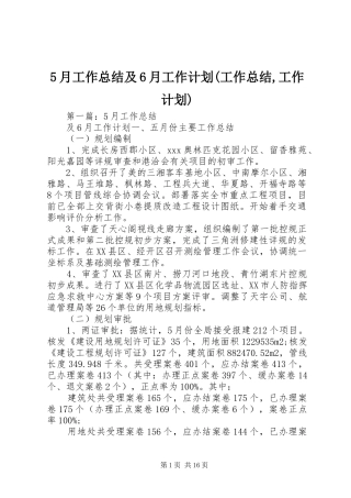 5月工作总结及6月工作计划(工作总结,工作计划)