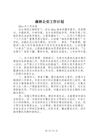 森林公安工作计划 