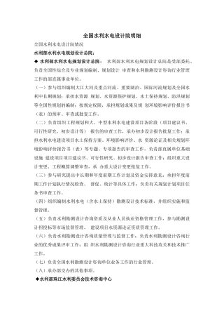 全国水利水电设计院