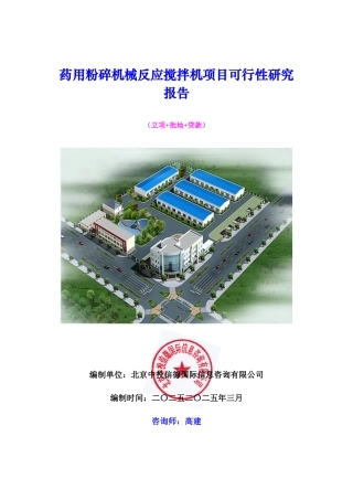 药用粉碎机械反应搅拌机项目可行性研究报告