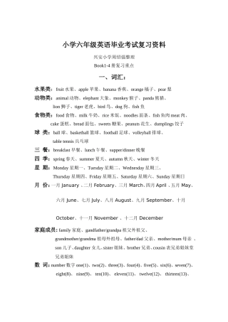 小学六年级英语毕业考试复习资料