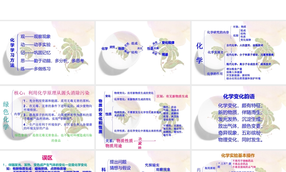第一单元走进化学世界总结