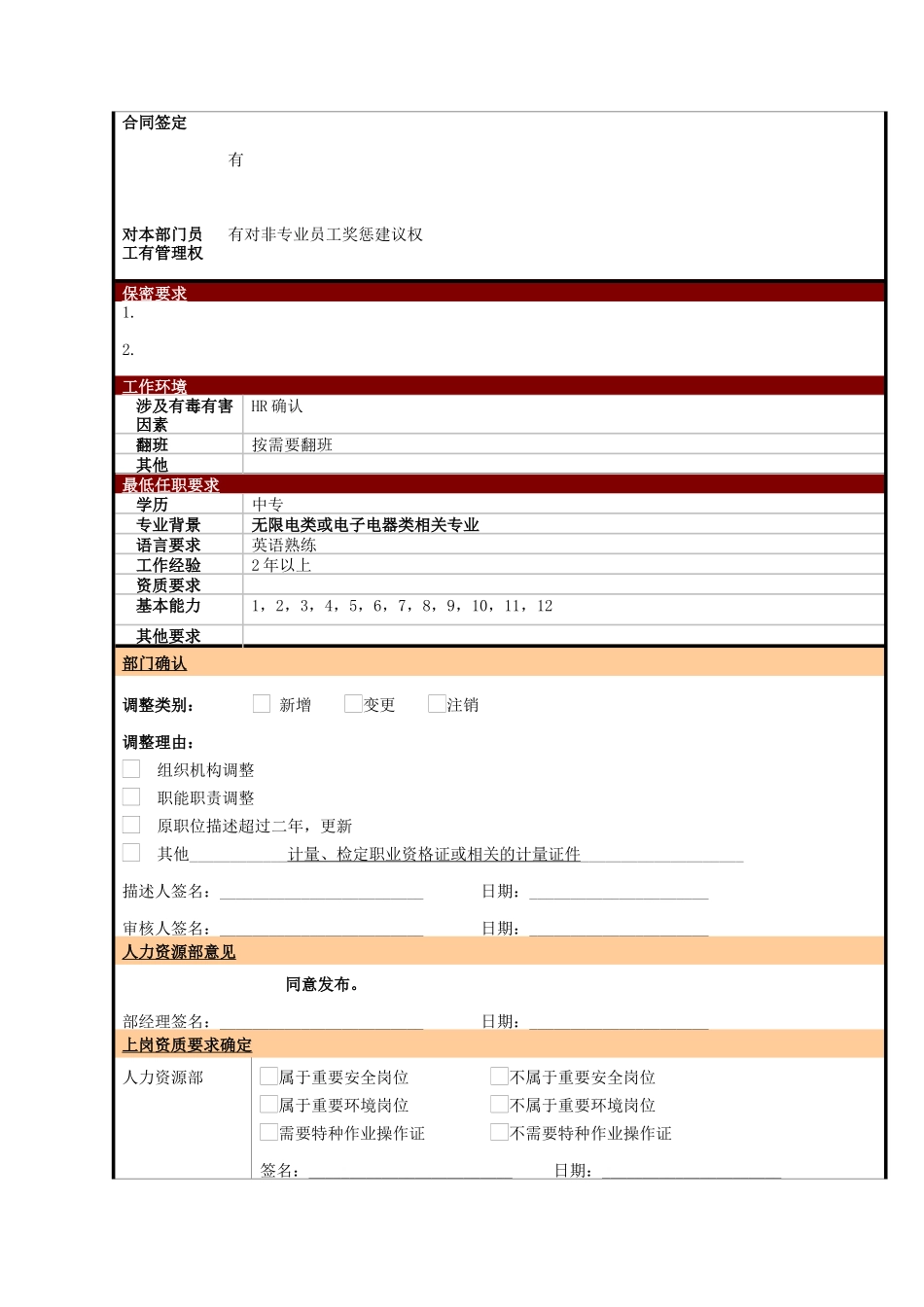 某大型电子公司制造部仪器工程师职位说明书_第2页