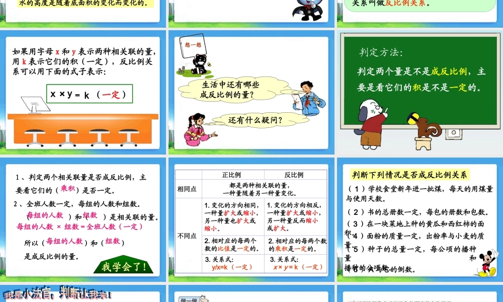 《成反比例的量》教学课件