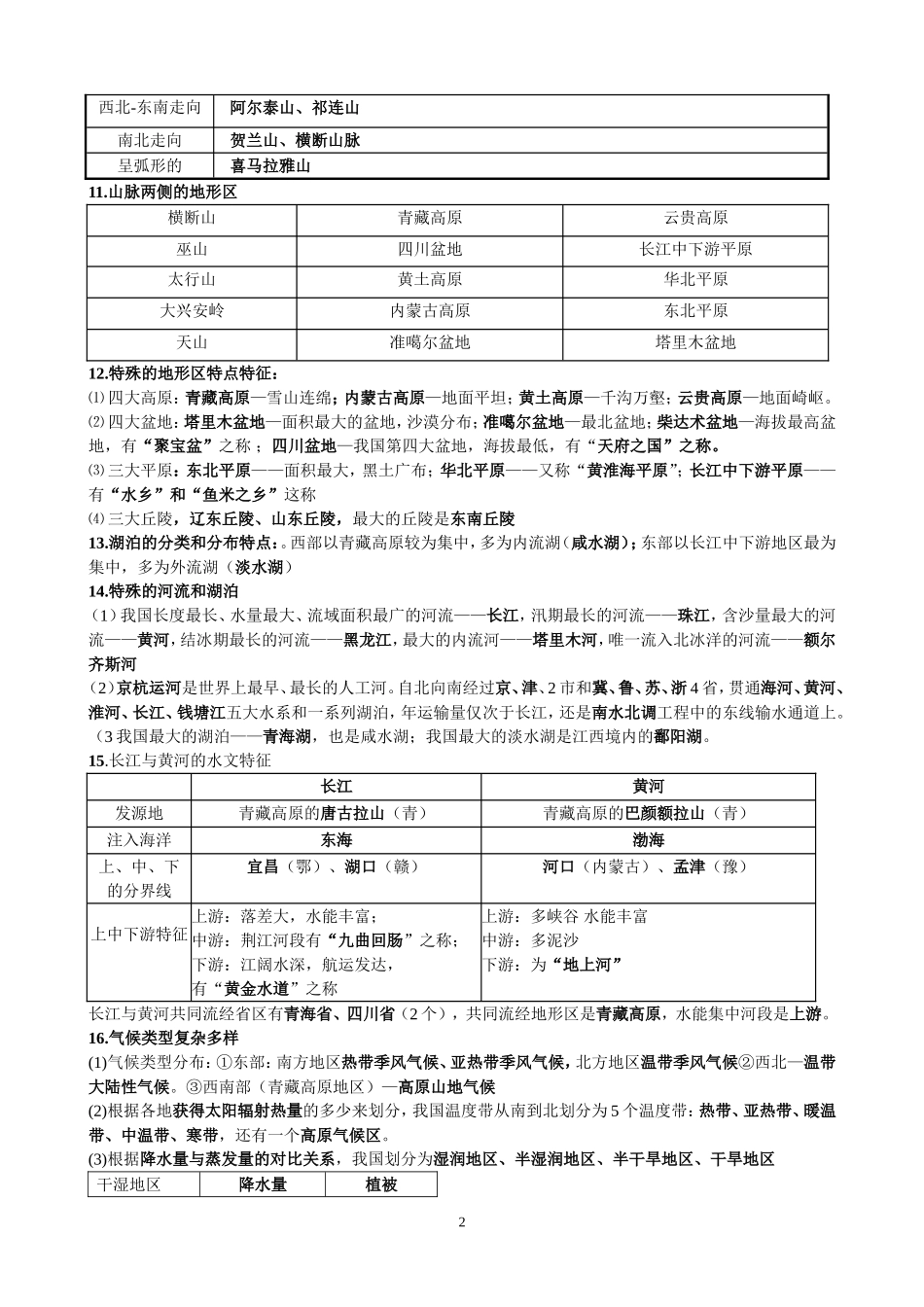 粤教版八年级上册地理总复习资料_第2页