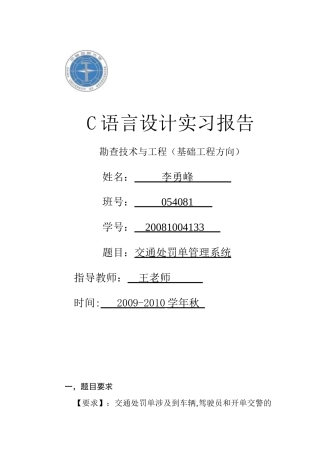 交通处罚单管理系统 李勇峰