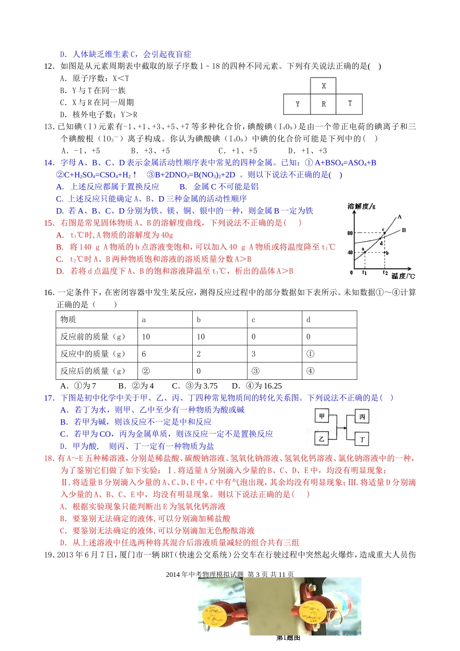 2014年4月调研考试理综试题_第3页