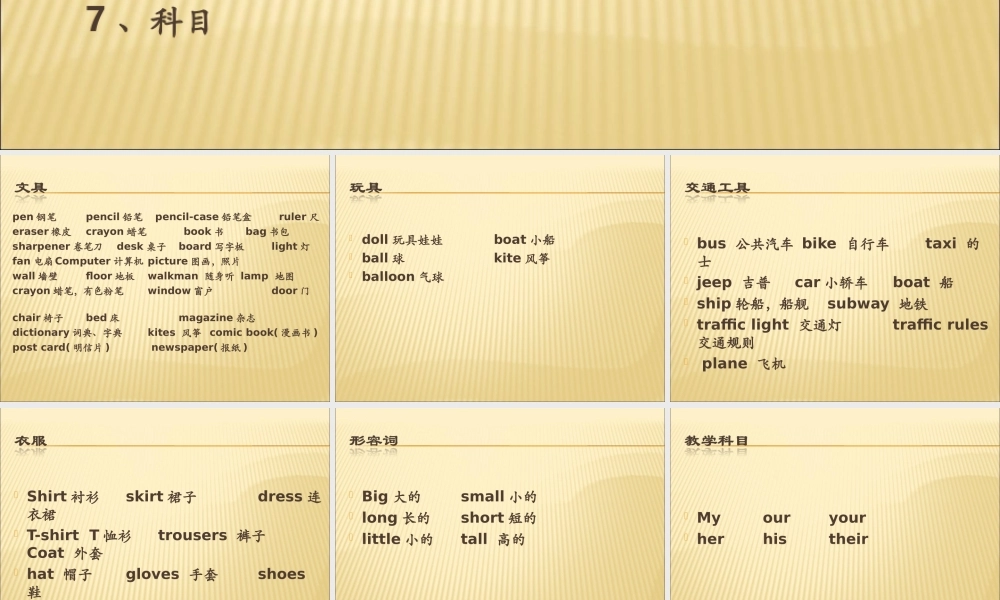 小学英语课件-物品